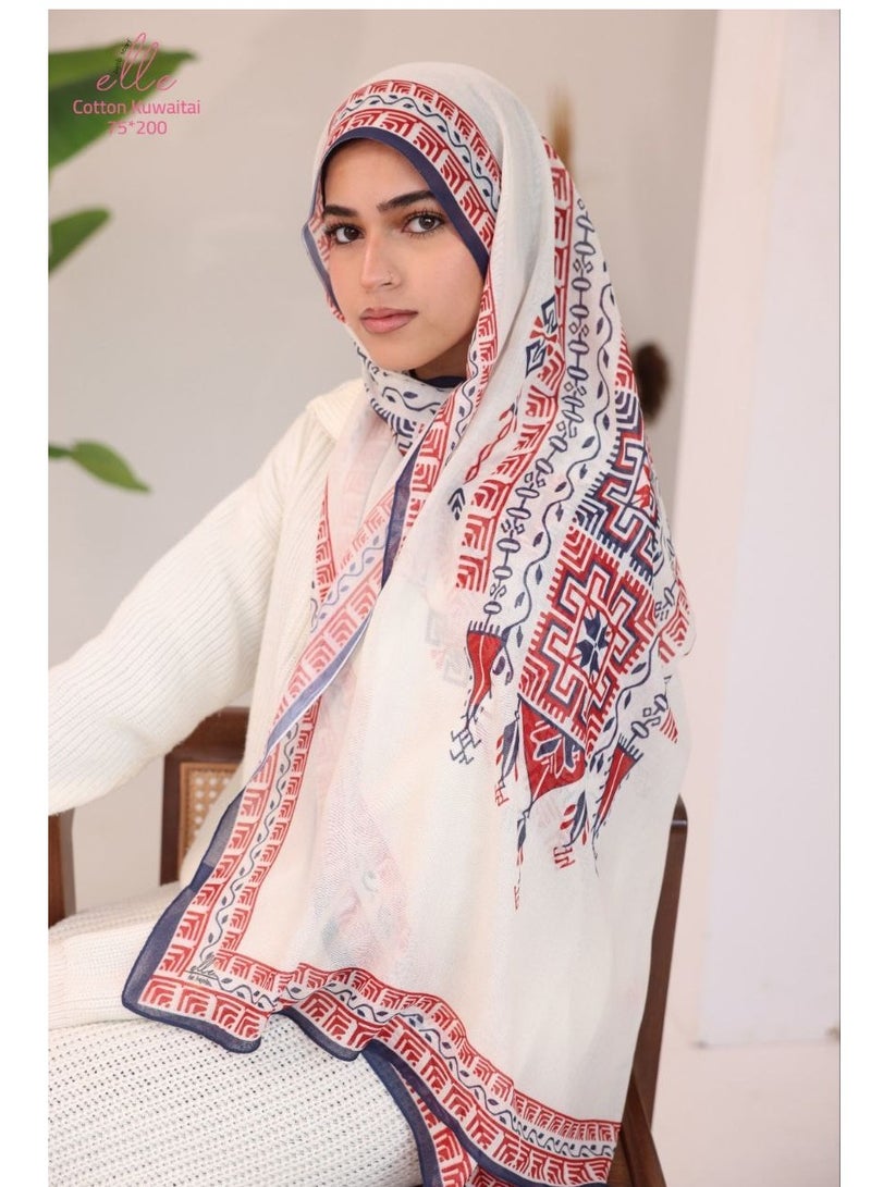 ايل طرحة وشاح حجاب إسلامي قطني فاخر للنساء للمناسبات والأيام العادية - مقاس (200 سم × 75 سم) - Image 2