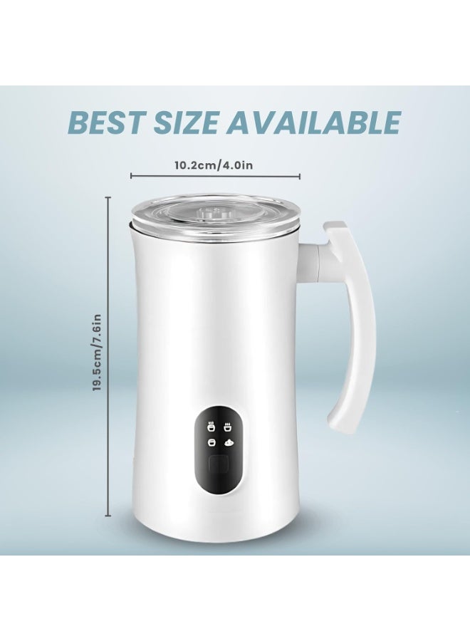 م.ا & ف'س جهاز صنع رغوة وتسخين الحليب – تسخين سريع، مثالي لعشاق القهوة، جهاز كهربائي 4 في 1 لتسخين وتبخير الحليب (لتحضير اللاتيه والكابتشينو والماكياتو) – مثالي للاستخدام المنزلي وأثناء السفر (اللون: أبيض) - Image 3