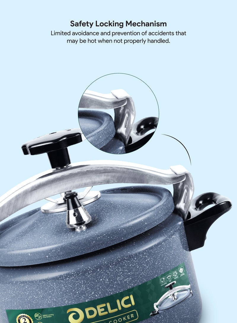 DELICI 9L Granite Coated Aluminium Pressure Cooker | Arabic Pressure Cooker | Durable Body & Lid | Safety Locking Mechanism | Fast & Efficient Cooking | Strong Heat-Resistant Base | Long-Lasting Rubber Gasket | DPC 9G - Image 5