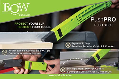 BOW Products PushPRO PP1 - Push Stick for Table Saws - EVA Tipped Push Block That Reduces Vibrations and Improves Material Grip - Woodworking Tools and Safety Accessories - Image 2