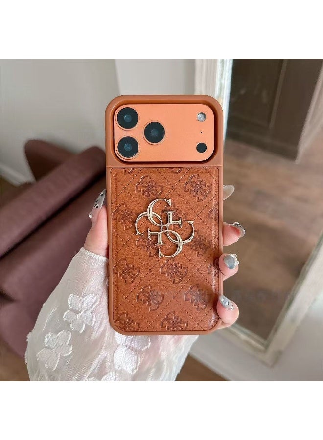 Large logo protective case, suitable for iPhone 17 Pro Max (brown)