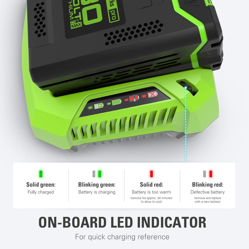 Greenworks PRO 80V Lithium Ion Single Port Rapid Battery Charger GCH8040 - Image 3