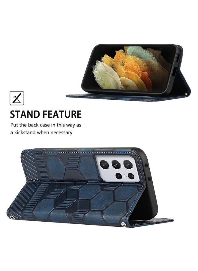 S-TOP Case For Samsung Galaxy S21 Ultra 5G Football Texture Magnetic Leather Flip Phone Case - Image 5