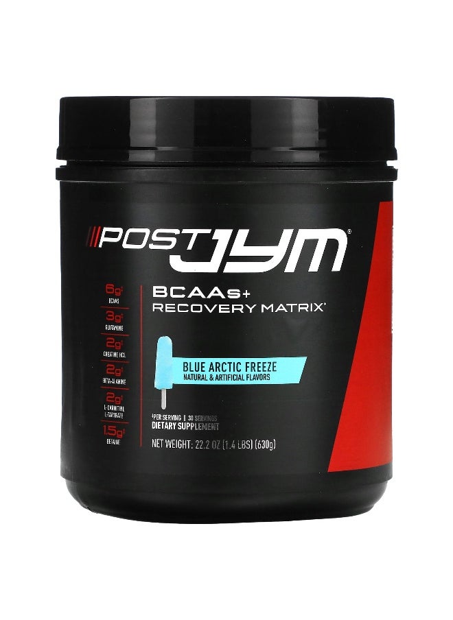 JYM Supplement Science - JYM Supplement Science, Post JYM, BCAAs + Recovery Matrix, Blue Artic Freeze, 1.4 lbs (630 g) - Image 1