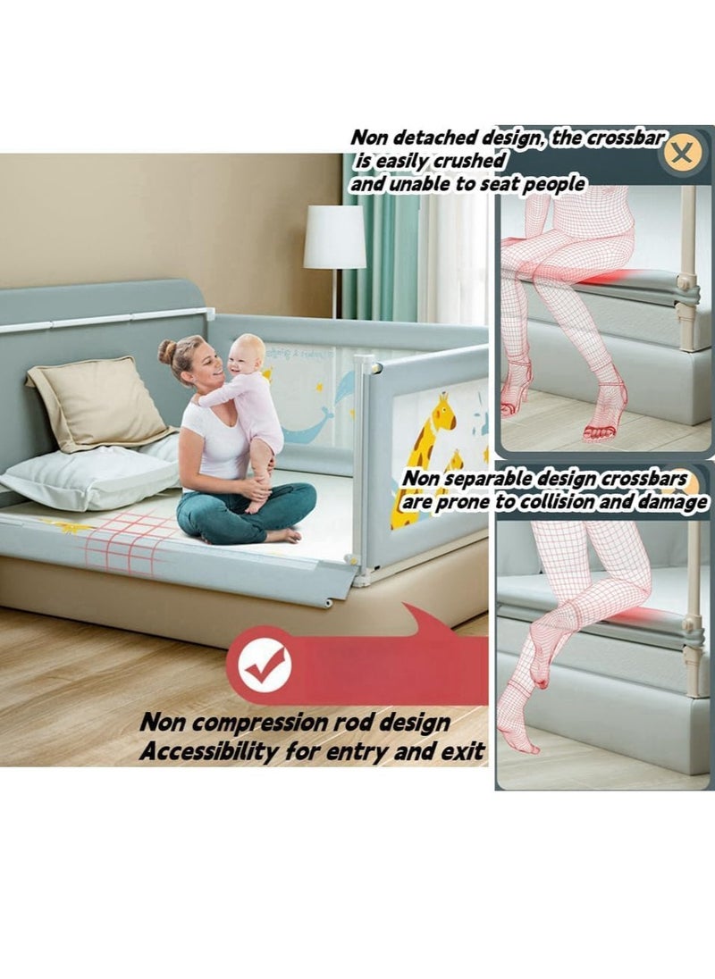 Gonice 1Pack Foldable Bed Rails Guard for Baby Long Bed Guard Fence,Swing Down Bed Guards with Adjustable Height,Safety Guardrail for Full Size,Side Bed Falling Protector,Safety Child Lock (pink, 1.8m/5.9ft)  - Image 3