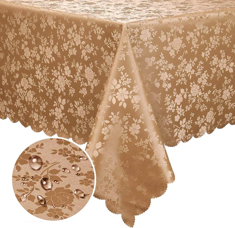 smiry Flexible sizing options Waterproof Vinyl Tablecloth, Rectangle Heavy Duty Table Cloth, Wipeable Table Cover for Kitchen and Dining Room (Brown, 60" X 84") Reliable daily use design - Image 1