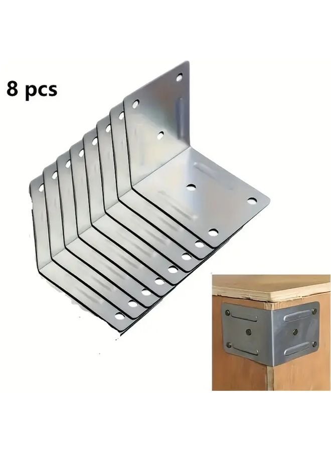8pcs Galvanized Steel L Shaped Shelf Brackets Rust Proof Furniture Support - Image 1