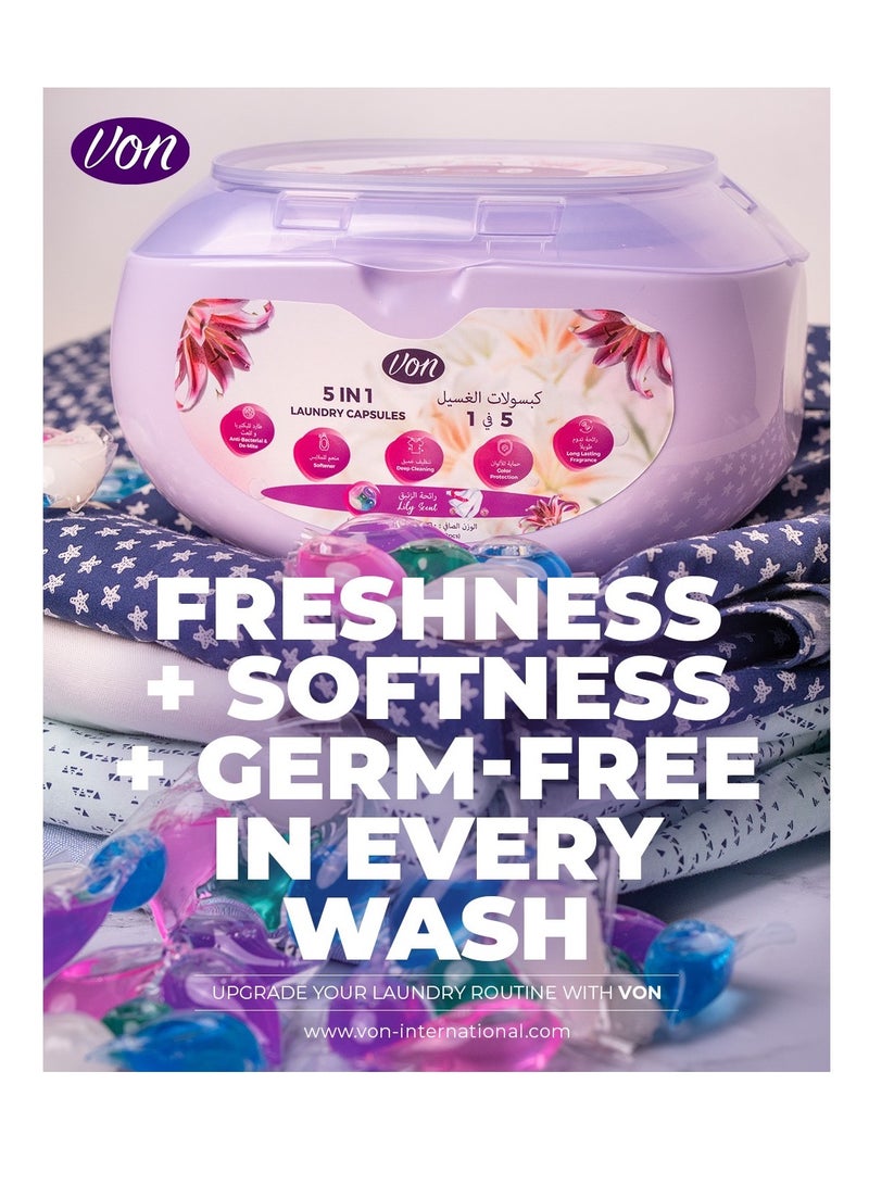 VON 5-in-1 Laundry Capsules – Lily Scent (18 Pods) - Image 5