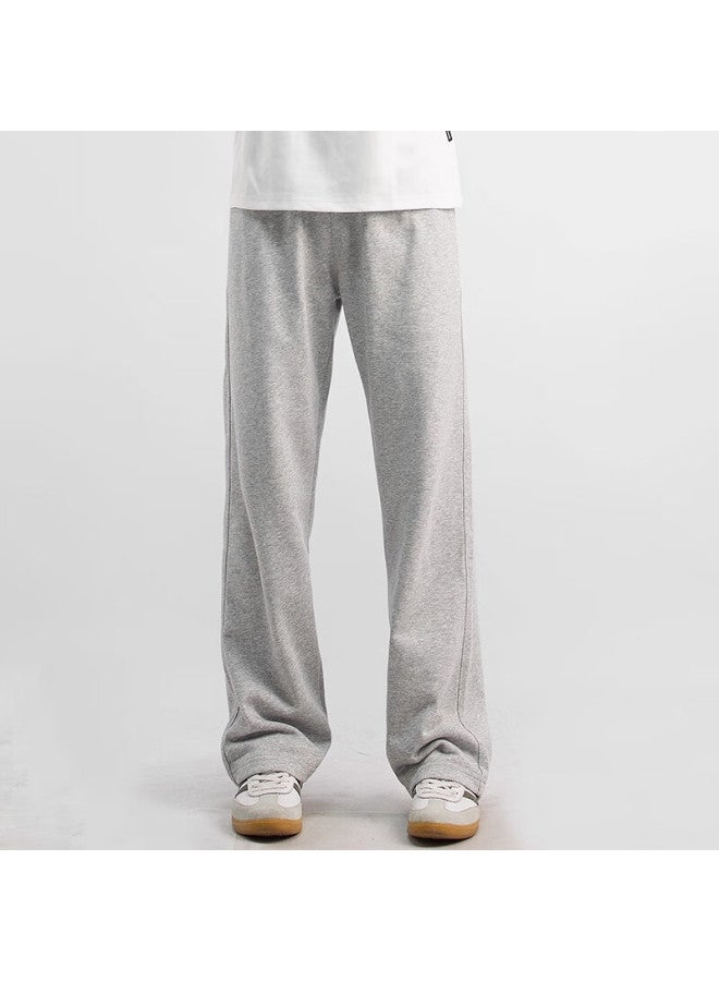 Maybeyond Men's Autumn Winter Draped Loose Sports Casual Pants Slim Straight Trousers Mx19 White Flower Gray 2XL - Image 3