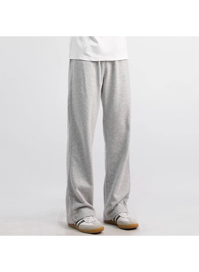 Maybeyond Men's Autumn Winter Draped Loose Sports Casual Pants Slim Straight Trousers Mx19 White Flower Gray 2XL - Image 1