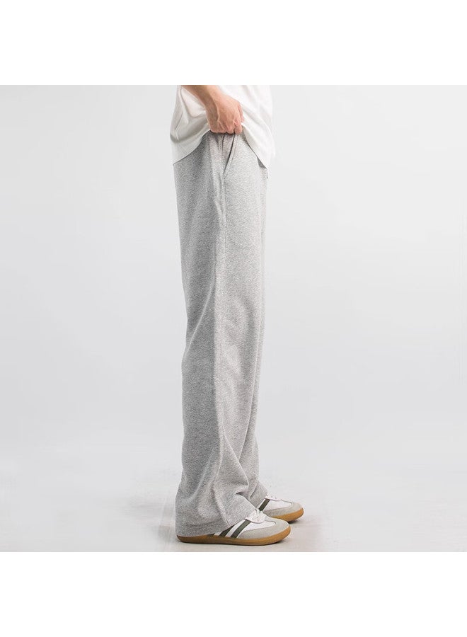 Maybeyond Men's Autumn Winter Draped Loose Sports Casual Pants Slim Straight Trousers Mx19 White Flower Gray 2XL - Image 2