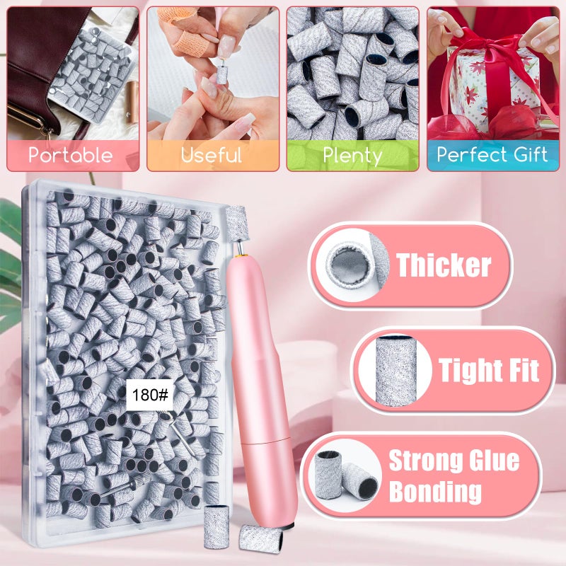 BLESWIN 200Pcs Nails Sanding Band, 180 Grit Zebra Sanding Band for Nail Drill Fine Grit Sanding Bands with 3/32â€ Nail Sanding Bit for Natural, Gel Nail, Sand Band 180 Grit Set for Manicure & Pedicure - Image 4