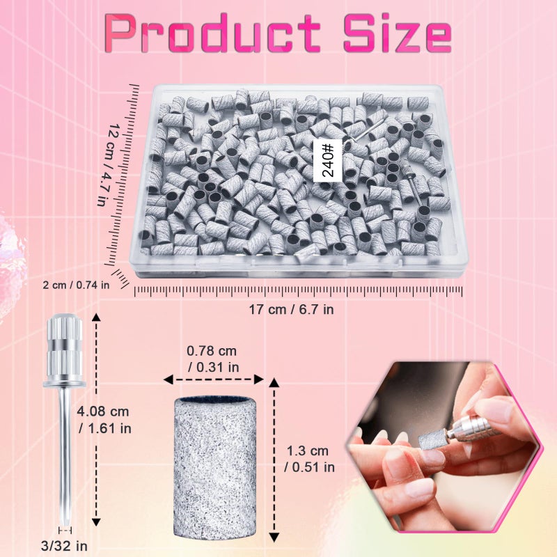 BLESWIN 200Pcs Nails Sanding Band, 180 Grit Zebra Sanding Band for Nail Drill Fine Grit Sanding Bands with 3/32â€ Nail Sanding Bit for Natural, Gel Nail, Sand Band 180 Grit Set for Manicure & Pedicure - Image 5
