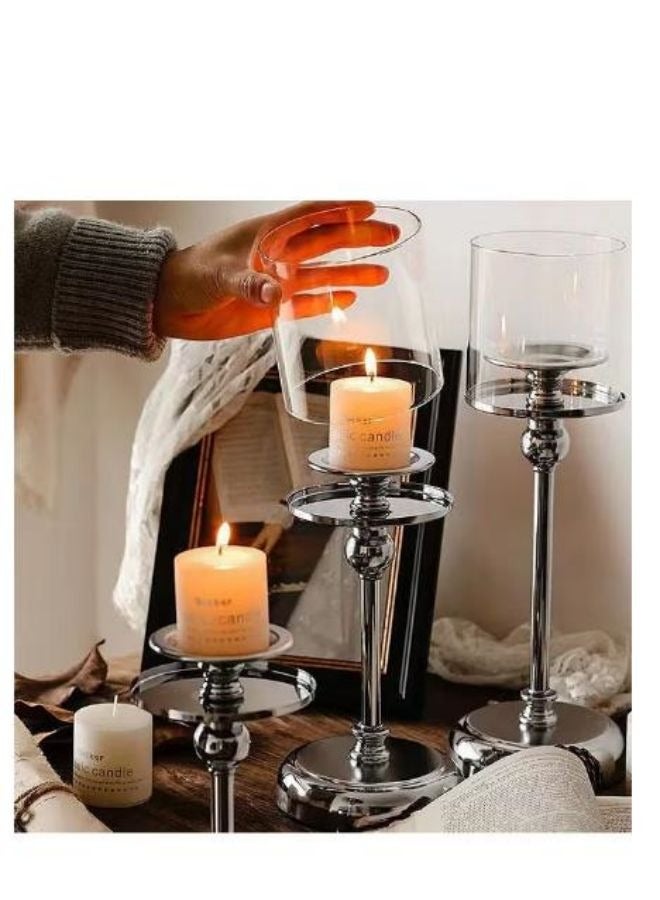 3pcs Candle Holder European Candle Holder Crystal Candlestick Applicable To Home Furnishing Decoration Romantic Party  Wedding Anniversary Family Party Silvery - Image 5