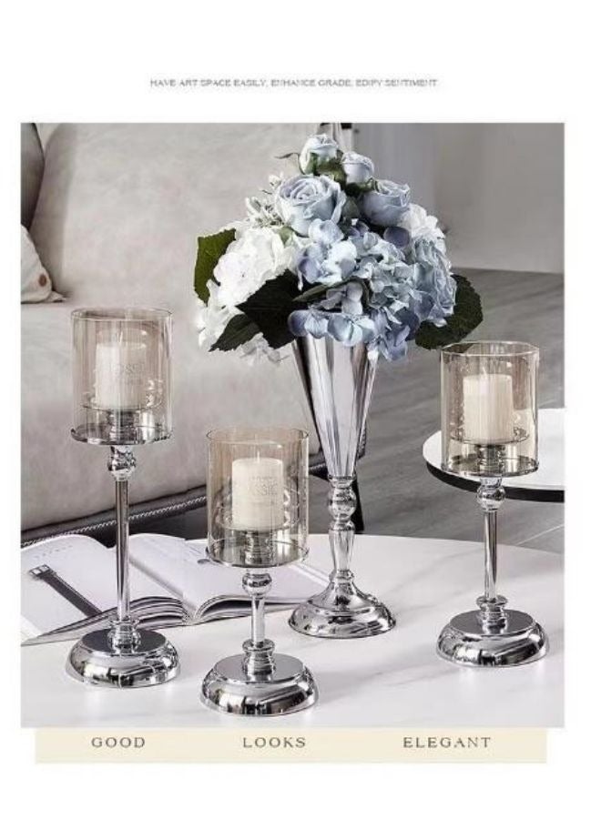 3pcs Candle Holder European Candle Holder Crystal Candlestick Applicable To Home Furnishing Decoration Romantic Party  Wedding Anniversary Family Party Silvery - Image 3