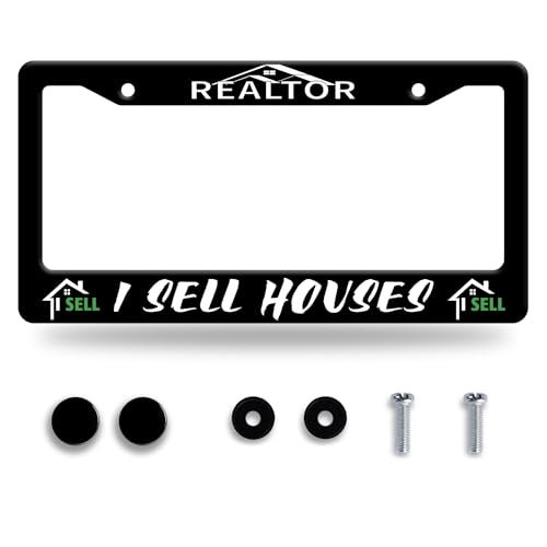 Omw2fyb Personalise Realtor I Sell Houses License Plate Frame Funny License Plate Frames Car Universal Stainless Steel Accessories Cars Decor with 2 Holes and Screws Fits Standard Us Vehicles 122 X 6 Inch - Image 1