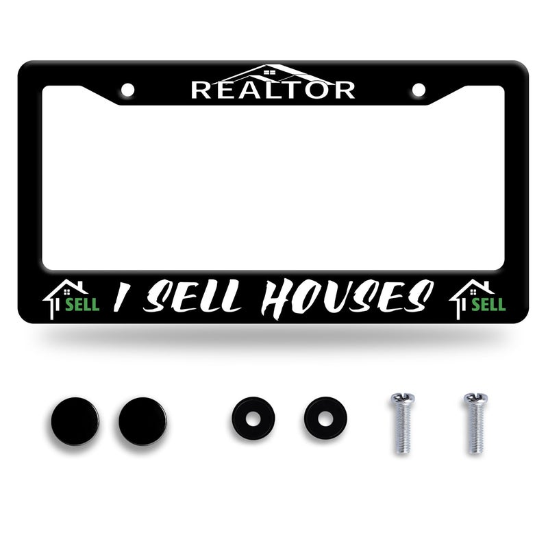 Omw2fyb Personalise Realtor I Sell Houses License Plate Frame Funny License Plate Frames Car Universal Stainless Steel Accessories Cars Decor with 2 Holes and Screws Fits Standard Us Vehicles 122 X 6 Inch - Image 3
