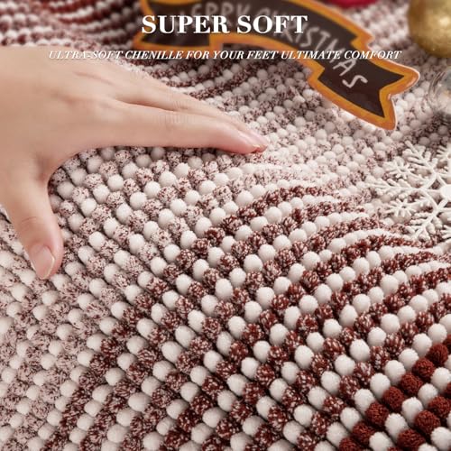 BSICPRO Bathroom Rugs and Mats Sets, 2 Piece Thick Absorbent Chenille Bath Mat Rug Set Non Slip, Soft Shaggy Bath Room Floor Mats for Bathroom, Machine Washable (Burgundy Red, 20" x 47" Plus 16" x 24") - Image 2