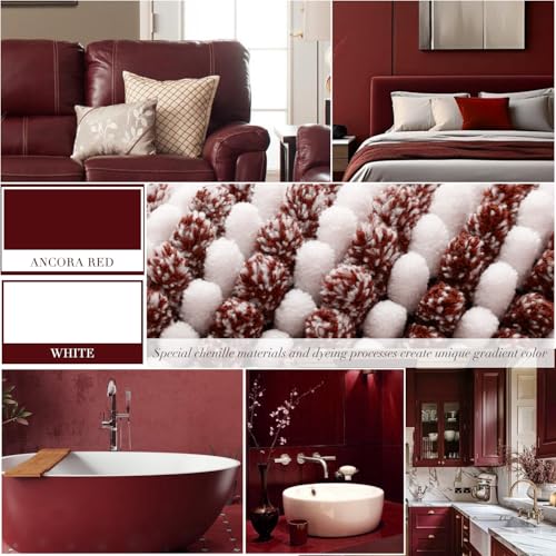 BSICPRO Bathroom Rugs and Mats Sets, 2 Piece Thick Absorbent Chenille Bath Mat Rug Set Non Slip, Soft Shaggy Bath Room Floor Mats for Bathroom, Machine Washable (Burgundy Red, 20" x 47" Plus 16" x 24") - Image 3