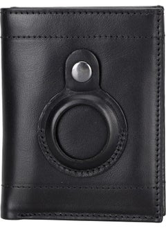 PLM Airmaka Airtag Compatible Leather Men's Wallet Rst1 Black  - Image 1