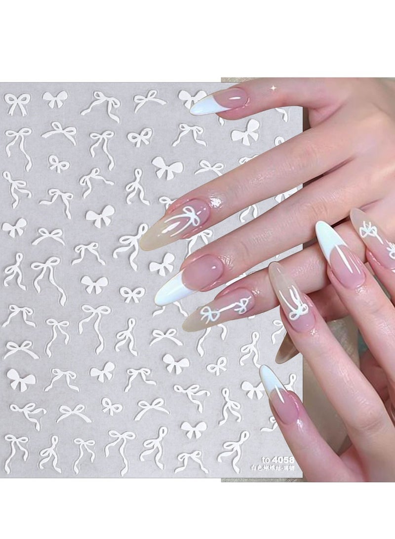 2pcs Sweet Pink White Bow Nail Stickers for Manicure, Cute Wavy Ribbon Bow Nails, Decorative Nail Stickers, Women's Nail Art Supplies Nail Accessories - Image 5
