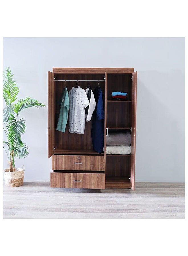 DANUBE HOME Selva 3 أبواب + 2 خزانة ملابس بأدراج لتعليق الملابس، منظم تخزين قوي للغاية، تصميم حديث، خزائن موفرة للمساحة لغرفة النوم، الطول 120 × العرض 42 × الارتفاع 181 سم، كرزي  - Image 3