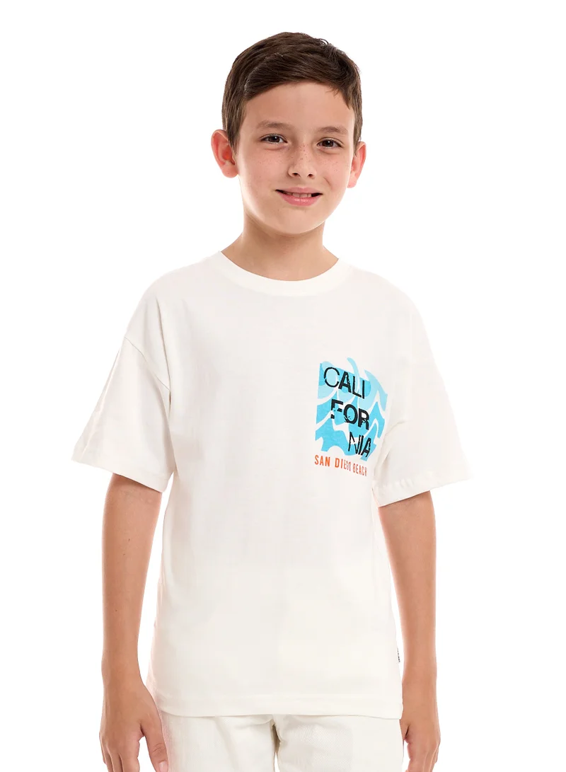 victor and jane Boys Oversized Graphic T-shirt (6-12Y) - White