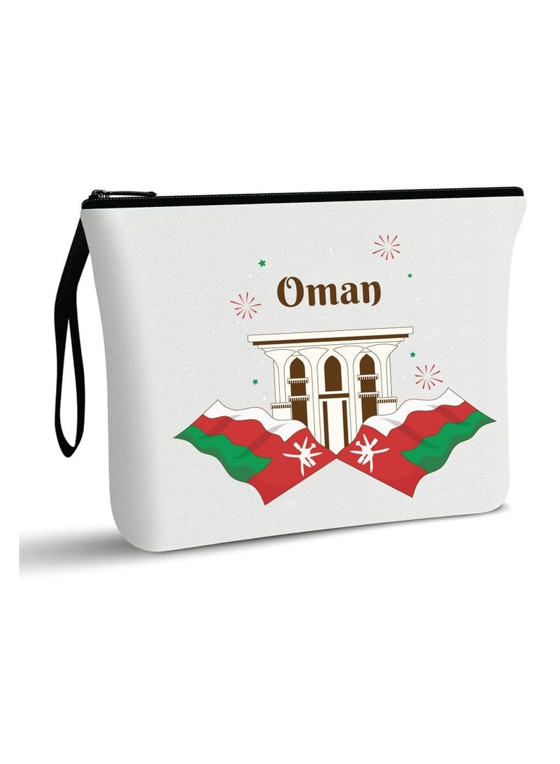 حقيبة مستحضرات التجميل لليوم الوطني العماني - احتفل بسلطنة عمان بأناقة - حقيبة مكياج - حقيبة كاملة بسحاب - Image 1