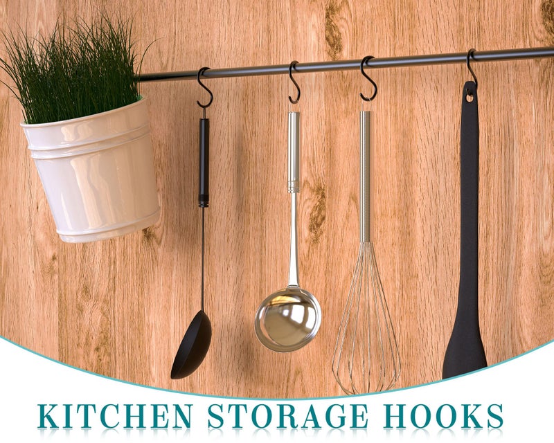 Sratte 120 Pcs Mini S Hook for Hanging 1 Inch Metal Hanging Hooks S Shaped Iron Wire Hangers Mini Ornament Storage Hangers for Irish Day Decor Pot Plant Jewelry Keychain (Black) - Image 5