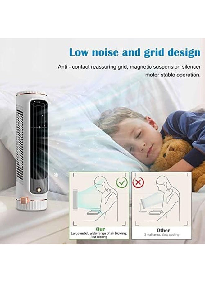 Arabest Desktop Tower Fans, Desk Table Fan with 3 Speeds, 25ft/s Velocity 25dB Cooling Fan Quiet Cooling, Portable Small Bladeless Fan for Bedroom Home Office Desktop（White）  - Image 5