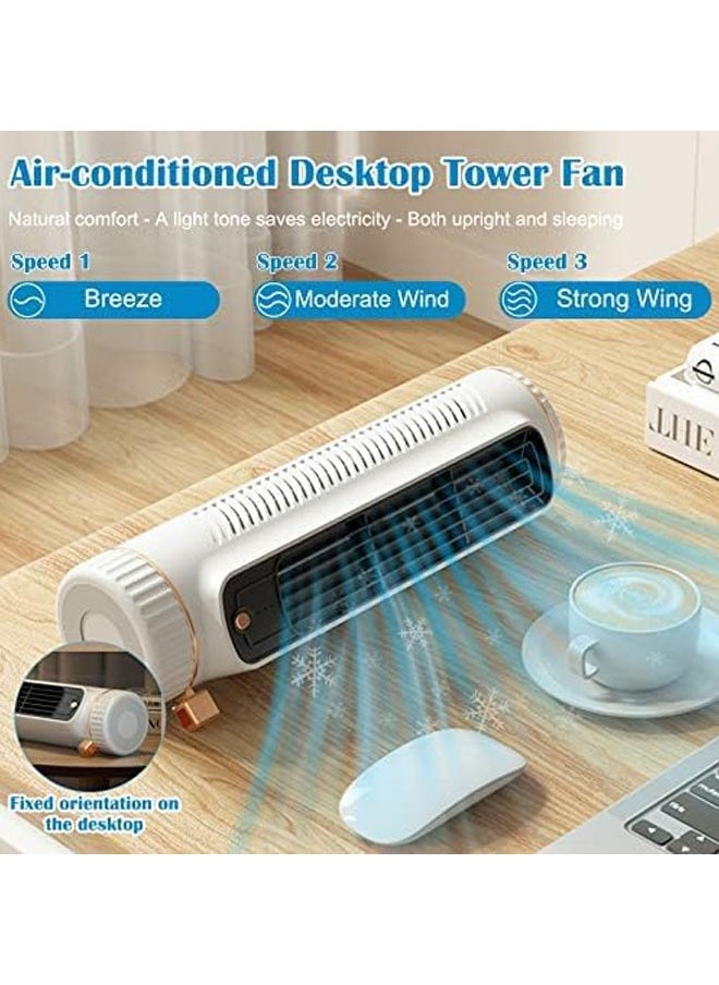 Arabest Desktop Tower Fans, Desk Table Fan with 3 Speeds, 25ft/s Velocity 25dB Cooling Fan Quiet Cooling, Portable Small Bladeless Fan for Bedroom Home Office Desktop（White）  - Image 2