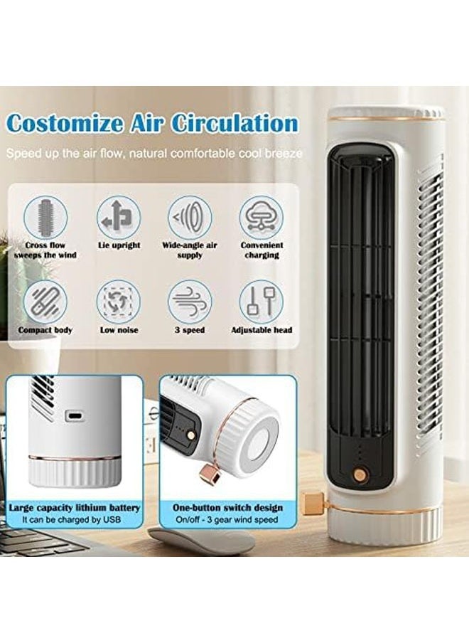 Arabest Desktop Tower Fans, Desk Table Fan with 3 Speeds, 25ft/s Velocity 25dB Cooling Fan Quiet Cooling, Portable Small Bladeless Fan for Bedroom Home Office Desktop（White）  - Image 3