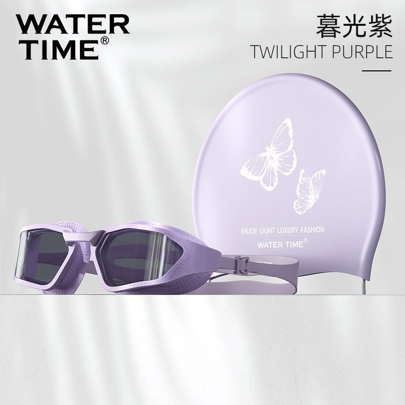 WaterTime High-Definition Anti-Fog Waterproof Racing Swimming Goggles with Swim Cap for Men - Professional Gear - Image 1