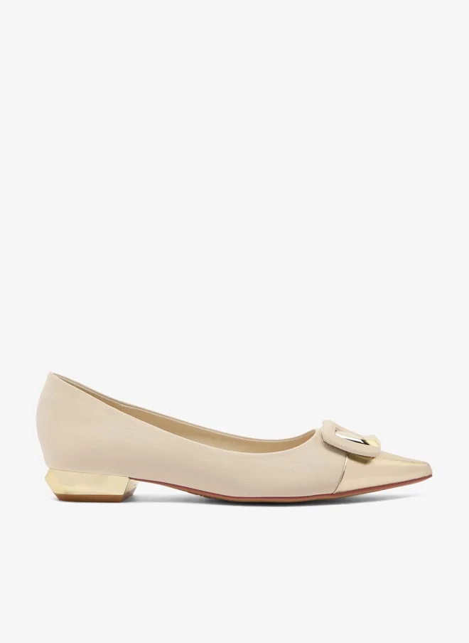 ELLA Satin Two Tone Ballet Flats With Buckle Detail
