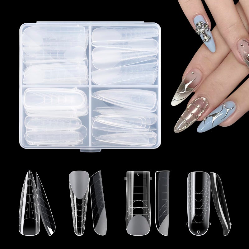 NMKL38 Nail Extension Form Tips Acrylic Nails Mold Artificial Dual Forms System UV Gel DIY Polish Manicure Tool 96PCS4 Types