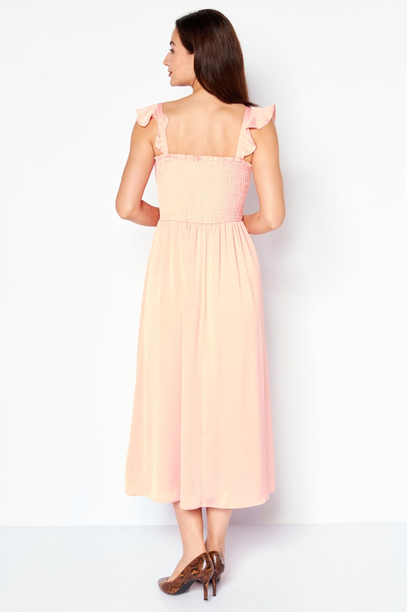 INC Women Ruched Midi Dress, Coral Pink - Image 3