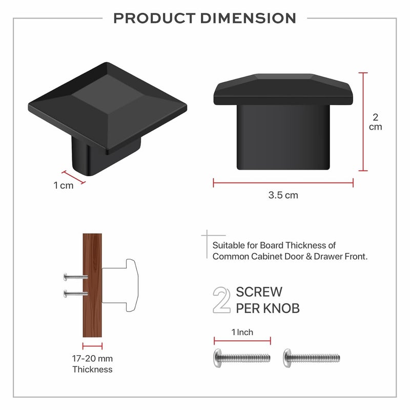 LAPO LAPO Superior Cabinet Knobs Drawer Pulls Handle Knobs for Dresser DrawersKitchen Knobs Black Finish Pack of 9  - Image 2