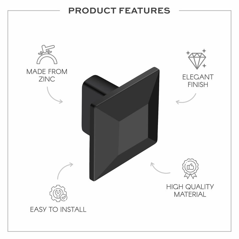 LAPO LAPO Superior Cabinet Knobs Drawer Pulls Handle Knobs for Dresser DrawersKitchen Knobs Black Finish Pack of 9  - Image 5