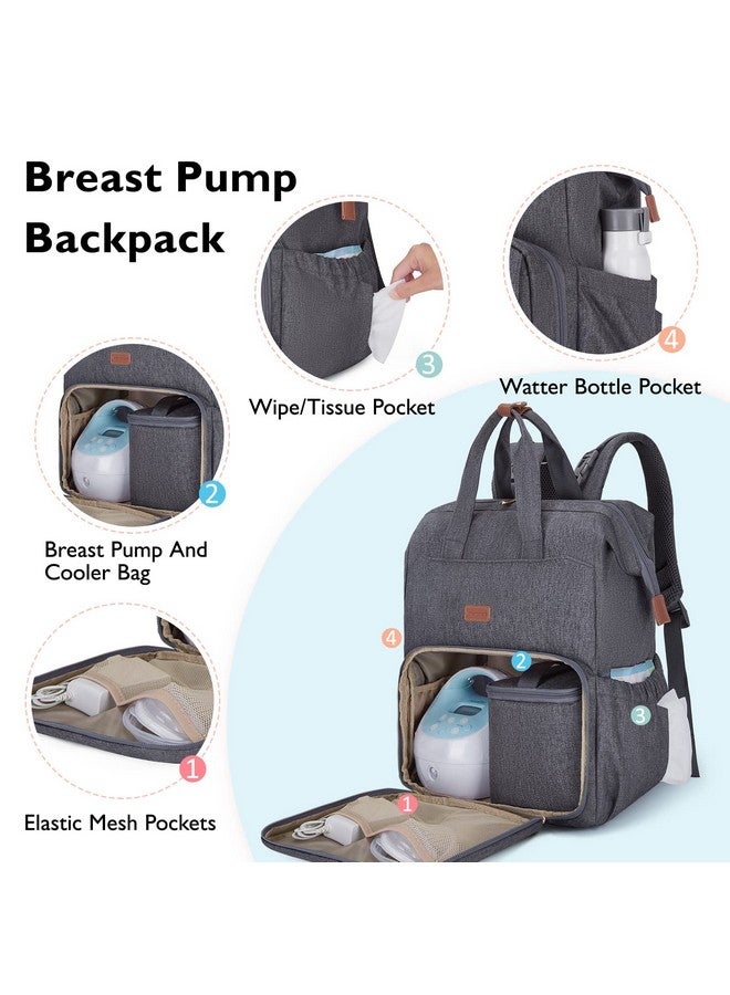 mommore Breast Pump Bag Backpack for Spectra S1,S2 Medela Diaper Backpack for Working Moms with 15.6 inch Laptop Sleeve, Grey - Image 3