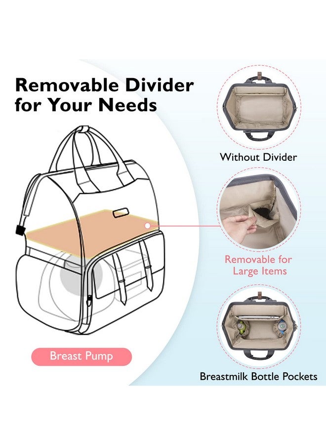 mommore Breast Pump Bag Backpack for Spectra S1,S2 Medela Diaper Backpack for Working Moms with 15.6 inch Laptop Sleeve, Grey - Image 1
