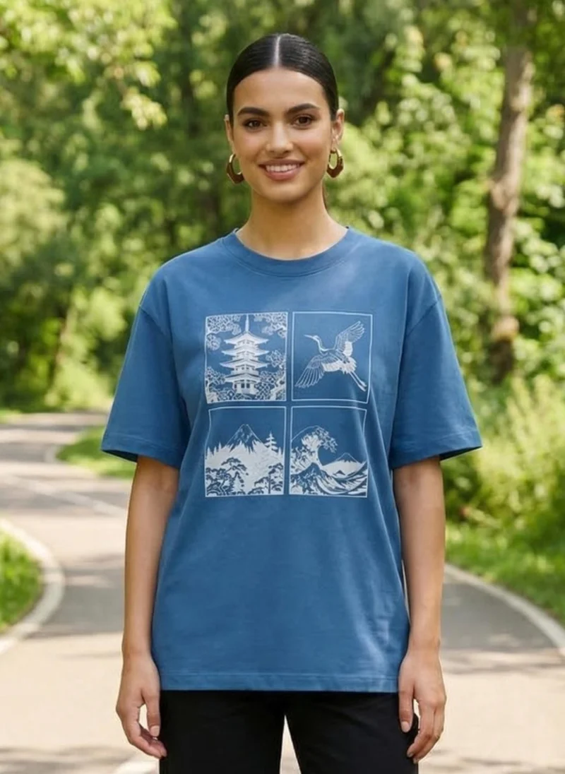 نوبيرو Nobero Oversized Graphic Print T-shirt
