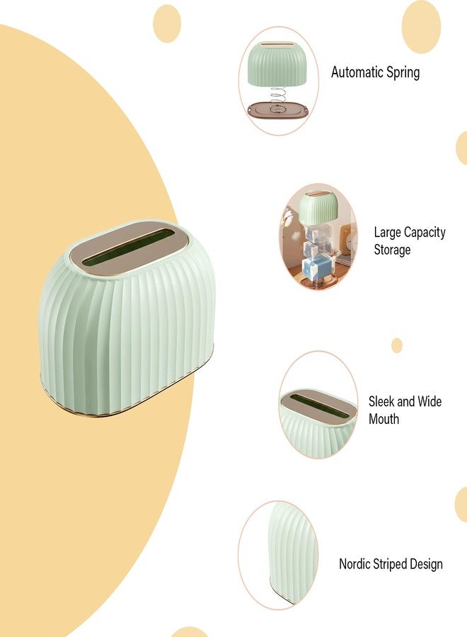 oddpod™ Streak Tissue Box Holder with Automatic Spring/Desktop Facial Paper Towel Dispenser for Office, Home, Restaurants, cafes, Hotels & Hospitals - Mint Green - Image 4