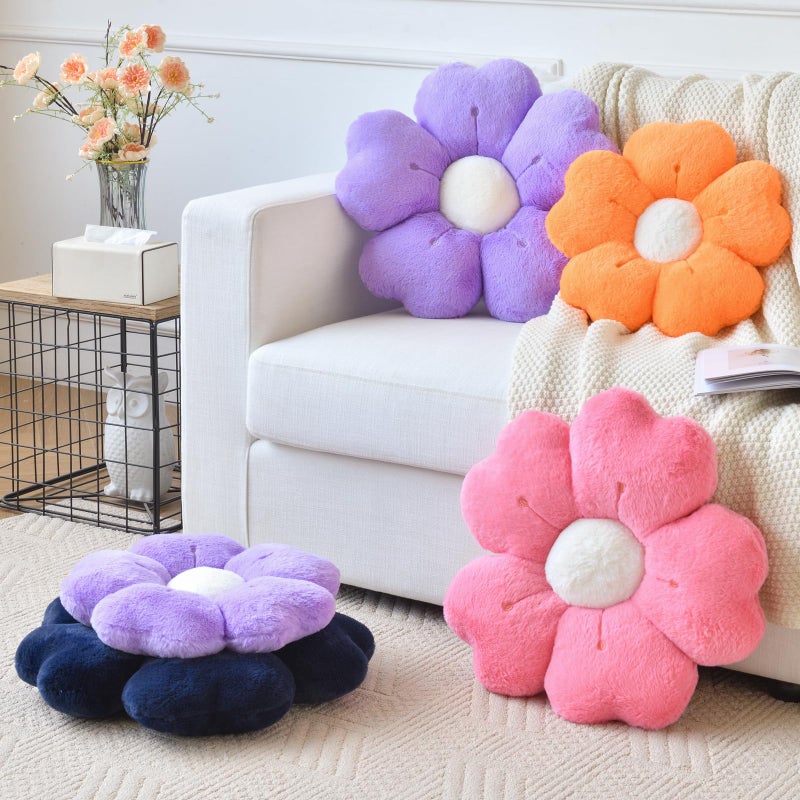 Ddliury Flower Pillow, Flower Shaped Pillow Decorative Throw Pillows for Bed Couch, Cute Daisy Pillow Dorm Decor Floor Seating Cushion (Hot Pink, 15 Inches) - Image 5