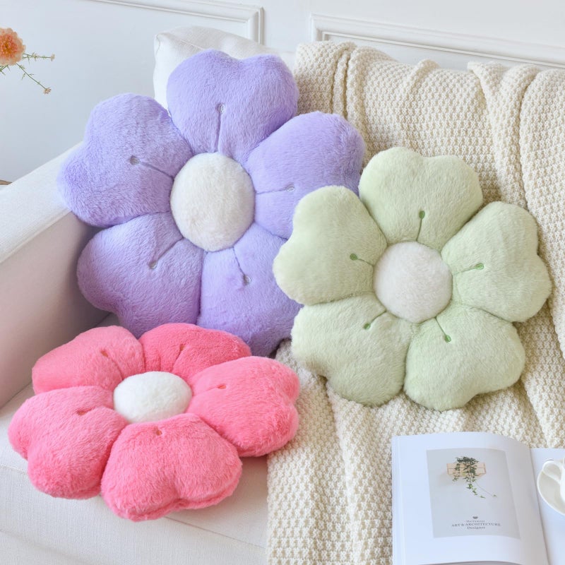 Ddliury Flower Pillow, Flower Shaped Pillow Decorative Throw Pillows for Bed Couch, Cute Daisy Pillow Dorm Decor Floor Seating Cushion (Hot Pink, 15 Inches) - Image 3