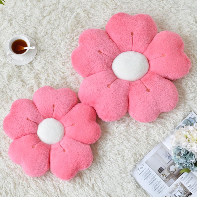 Ddliury Flower Pillow, Flower Shaped Pillow Decorative Throw Pillows for Bed Couch, Cute Daisy Pillow Dorm Decor Floor Seating Cushion (Hot Pink, 15 Inches) - Image 2