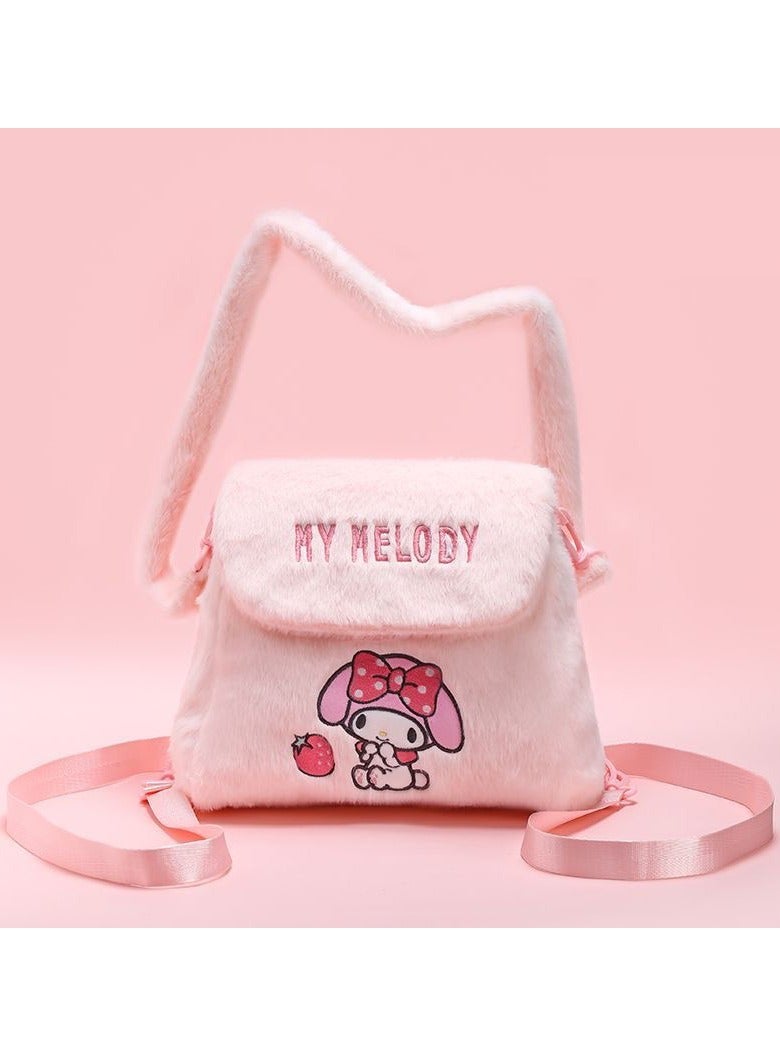 Pink Melody crossbody bag tote bag plush bag children's tote bag - Image 1