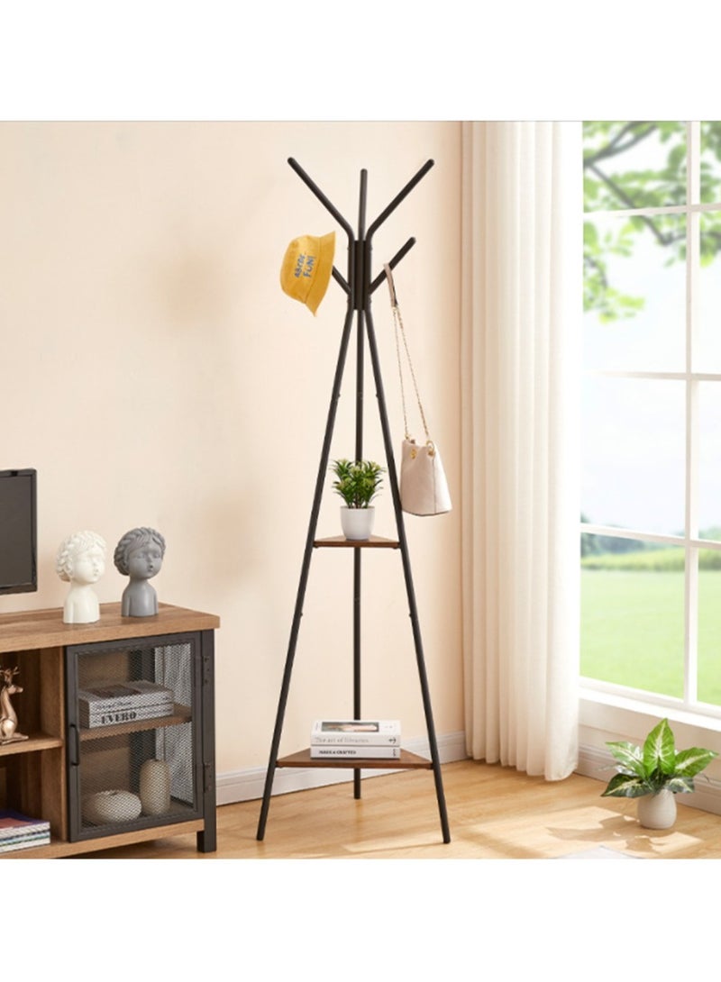 MIXDE Three-Pronged Coat Rack Freestanding, Coat Hanger Stand, Hall Tree With 2 Shelves, For Clothes, Hat, Bag, Industrial Style, Rustic Brown And Black  - Image 5