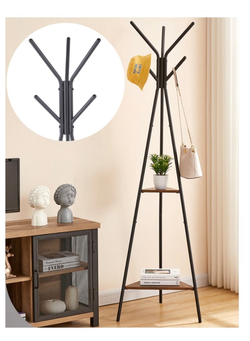 MIXDE Three-Pronged Coat Rack Freestanding, Coat Hanger Stand, Hall Tree With 2 Shelves, For Clothes, Hat, Bag, Industrial Style, Rustic Brown And Black  - Image 4