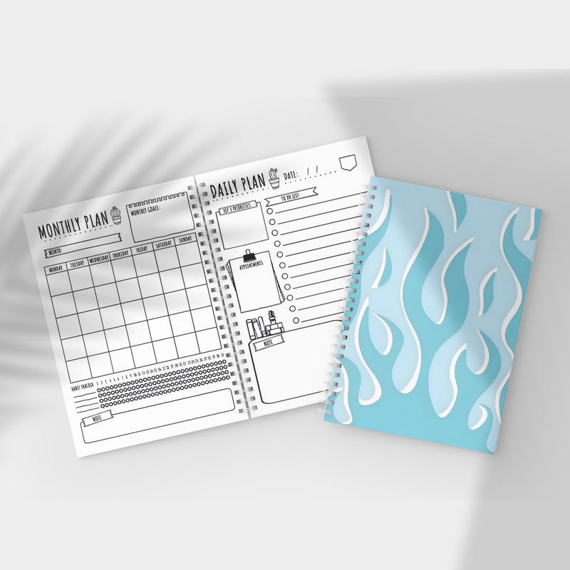 zenithink Daily Planner Undated KIT with 3 Bookmarks | 60+Stickers - 350gsm A5 Size Hard Bound, 80 GSM - 164 pages | Day | Weekly | Monthly Pages (BLUE FLAME- Daily Planner Get Things Done) | 4 Months - Image 4