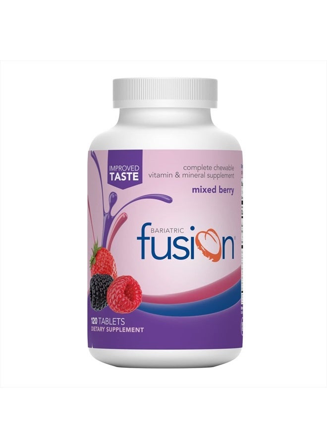 Bariatric Fusion - Mixed Berry Complete Chewable Bariatric Multivitamin with Iron | Post Bariatric Vitamins for Gastric Bypass and Sleeve | Gluten, Dairy and Soy Free | 120 Tablets | 1 Month - Image 1